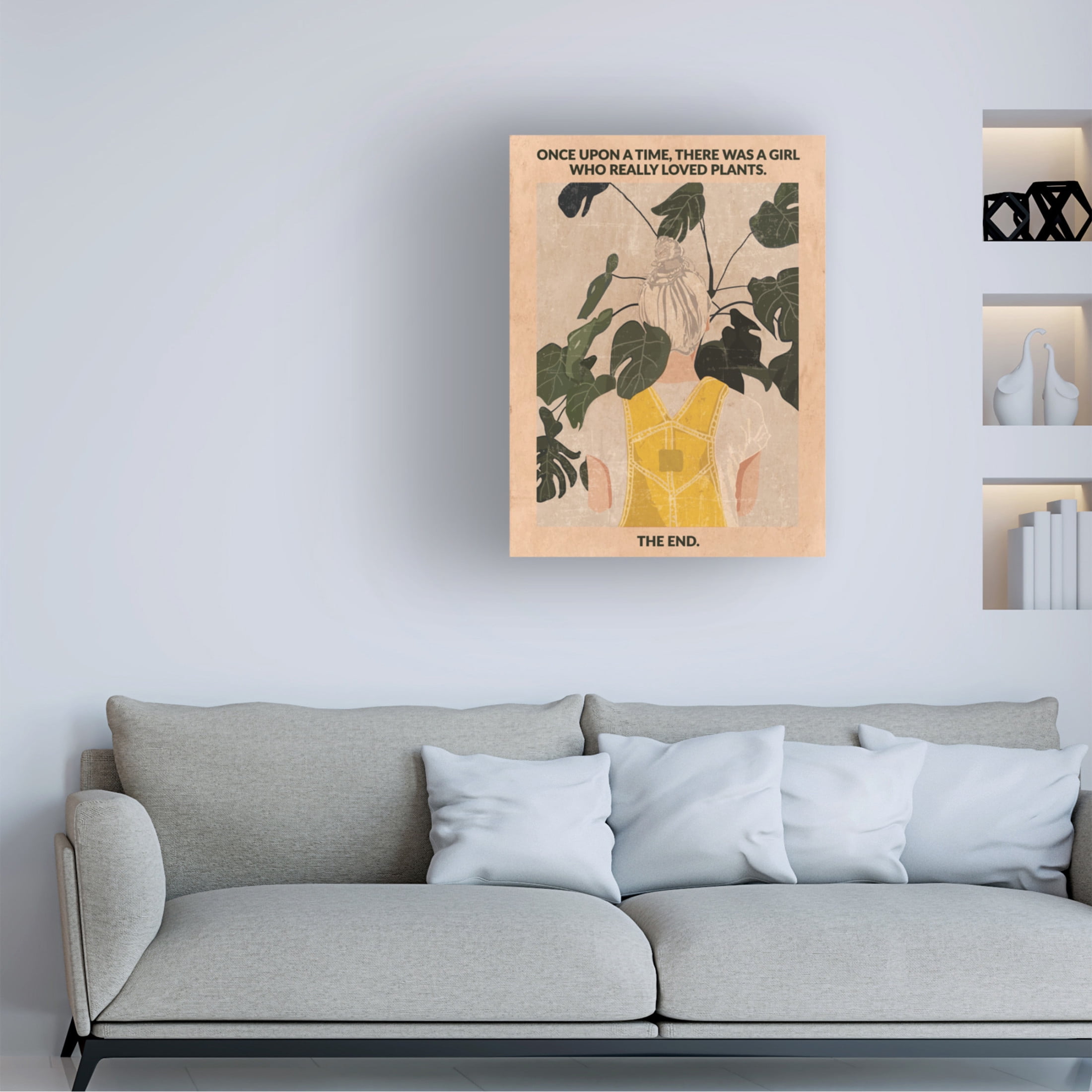 Trademark Fine Art Jon Downer  Plant Girl grey:vintage Canvas Wall Art