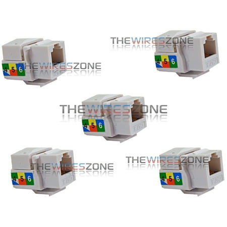 Keystone Phone - 6P6C White RJ11 CAT3 Telephone Network Keystone Jack Insert for Wall Plates 5/pk