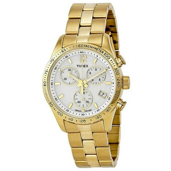 T2P058 Chronograph Women's Gold Steel Band With White Analog Dial Watch