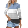 thumbnail image 2 of Ayolanni Blue Women Tunic Tops Striped Long Sleeve Collared Pullover Polos Womens Tee Shirts XL, 2 of 5