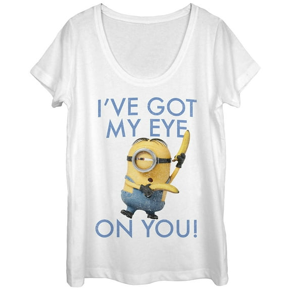 Women's Despicable Me Minion Eye on You  Scoop Neck White X Large