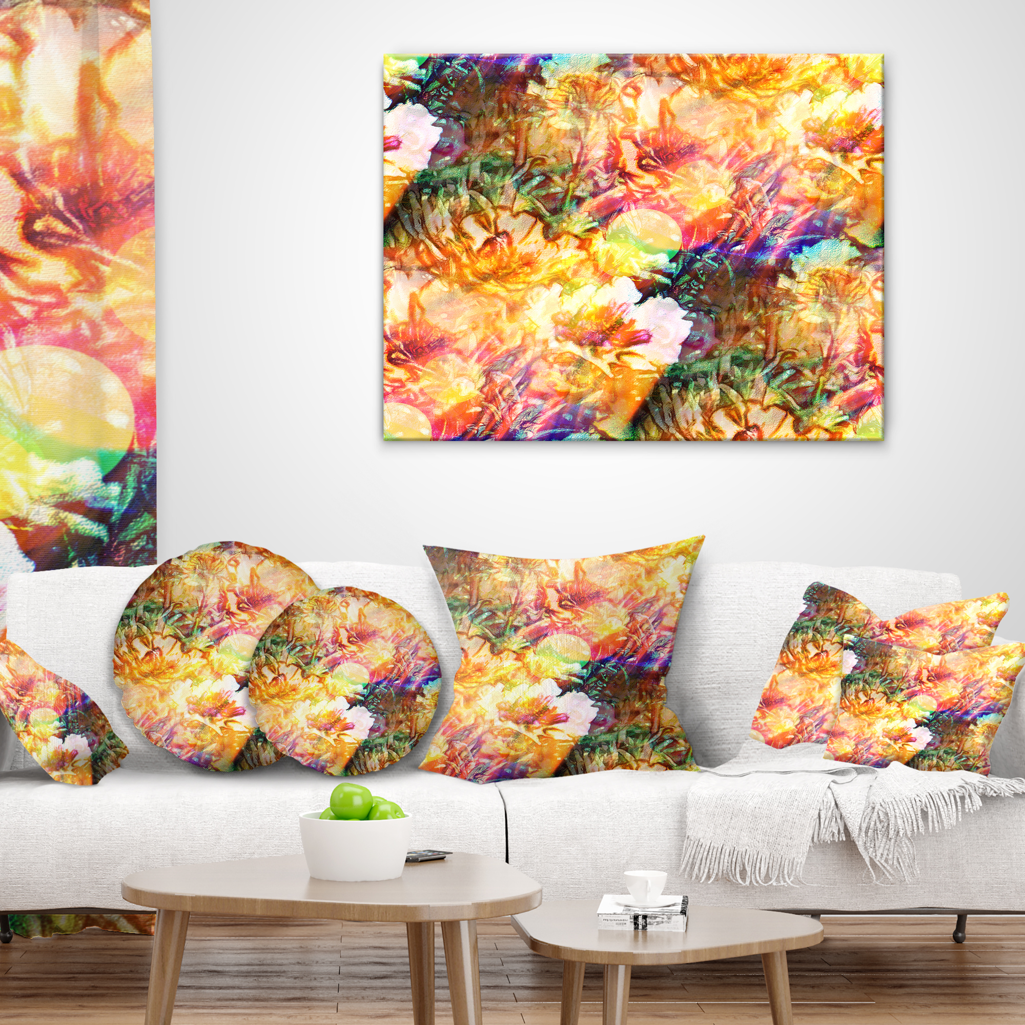 Designart Bokeh Flowers Seamless - Floral Throw Pillow - 12x20