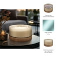 thumbnail image 5 of Decorative Ribbed Glass Scented Candle with Wood Base for Men and Women - Stylish Large Votive Candle for Outdoor and Indoor Area - Elegant Living Room, Bedroom, or Bathroom Decor - 7", Ivory & Brown, 5 of 13