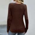 thumbnail image 4 of qolati Womens Ribbed Knit Tops Thermal Long Sleeve Crew Neck Tunic T Shirts Casual Slim Fitted Button Hem Going Out Pullover Blouse, 4 of 5