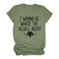 thumbnail image 2 of Gibobby Playera de Manga Corta Casual Suave Tops Blusa Casual Mujer Impresión suelta Manga corta Cuello Camisa OT Blusa mujer(Verde,M), 2 of 5