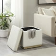 thumbnail image 2 of Linon Elta Square Storage Ottoman, White Faux Leather, 2 of 10