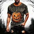 thumbnail image 2 of CONFREE Halloween Mens Short Sleeve Tshirts Crew Neck Pumpkin Face Graphic Lightweight Hallowmas T-Shirts for Men, 2 of 4