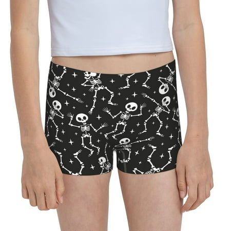 Pofeuu Retro Skeleton Dancing On Halloween Party Print Soft Cotton Girls Boyshort panties Toddler Underwear-X-Large
