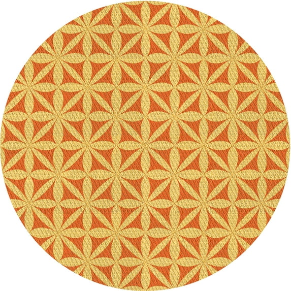 Ahgly Company Indoor Round Patterned Neon Orange Area Rugs, 8' Round