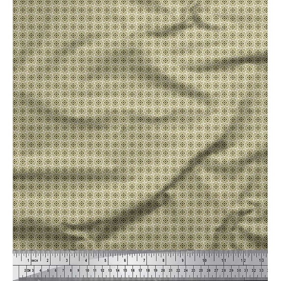Soimoi Cotton Cambric Fabric Arrow & Circle Shirting Printed Fabric 1 Yard 56 Inch Wide