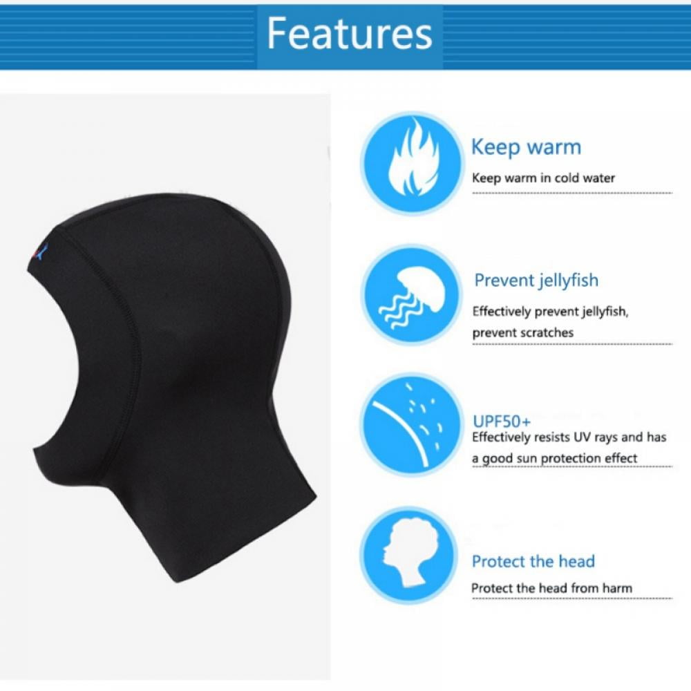 Scuba Diving Hood Wetsuit Diving Cap, with Flow Vent to Eliminate Trapped Air, Bib Dive Hood Warm Durable Stretchable for Surfing Snorkeling Kayaking Sailing Canoeing Water Sports