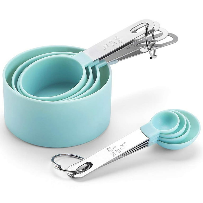 SYNGAR Lake Blue Measuring Cups and Spoons Set, Stackable Kitchen