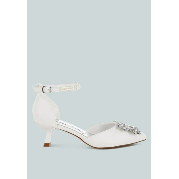 London Rag Onkana Diamante Brooch Kitten Heel Womens Sandals