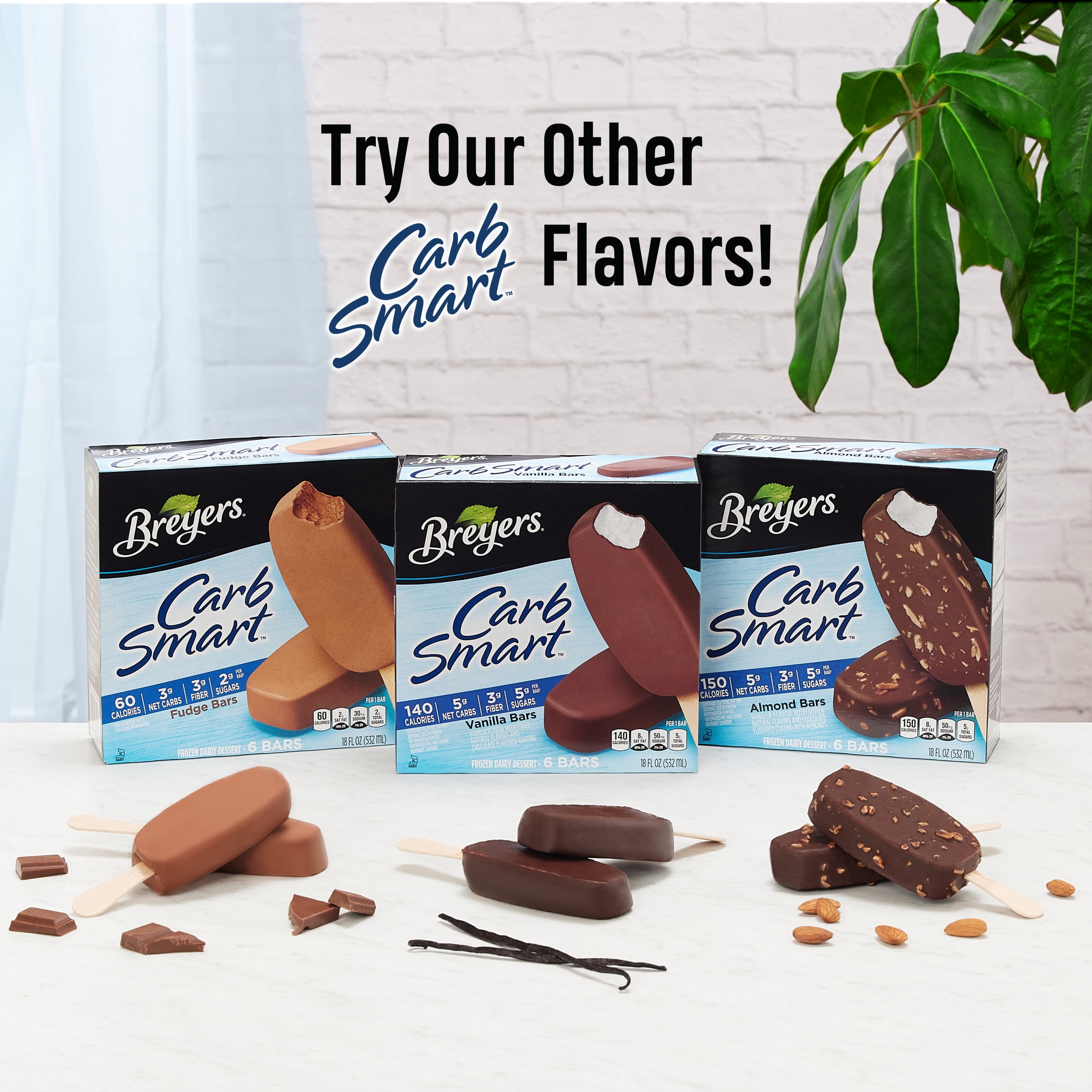 Breyers CarbSmart Creamy Caramel Swirl Ice Cream Bars Frozen Desserts, 6 Count