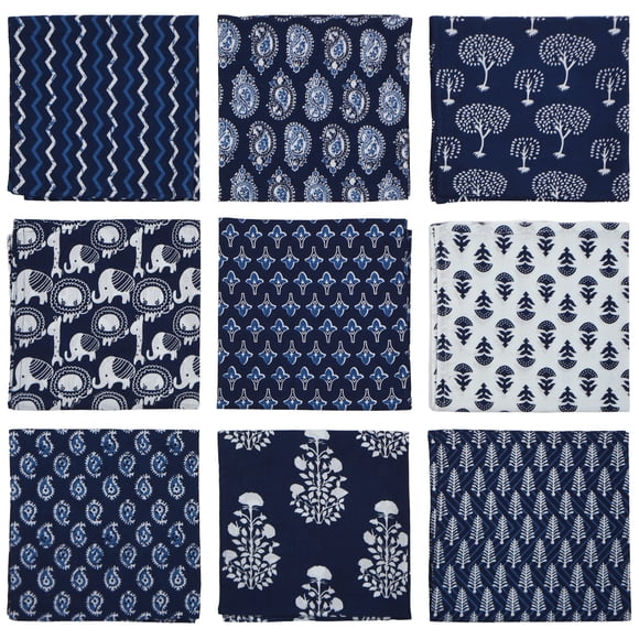 Servilletas de tela DIYANA IMPEX de algodón con estampado de bloques a mano, 40 x 40 cm, 10 unidades
