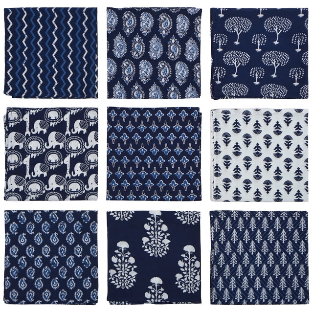 Servilletas de tela DIYANA IMPEX de algodón con estampado de bloques a mano, 40 x 40 cm, 10 unidades