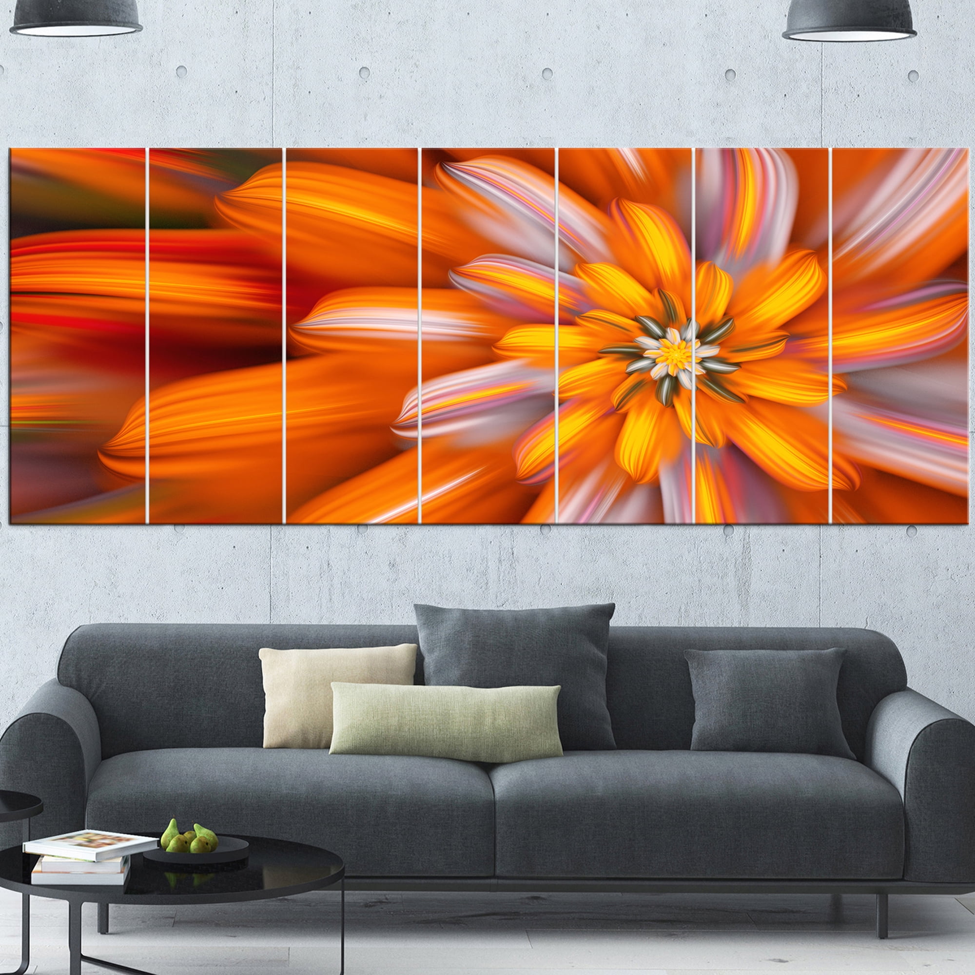 Designart 'Massive Orange Fractal Flower ' Floral Canvas Art Print