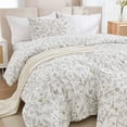thumbnail image 4 of 3 Pieces French Garden Botanical Floral Butterfly King Comforter Set Vintage Style White Soft 100% Cotton Garden Floral Aesthetic Bedding Set, 4 of 6