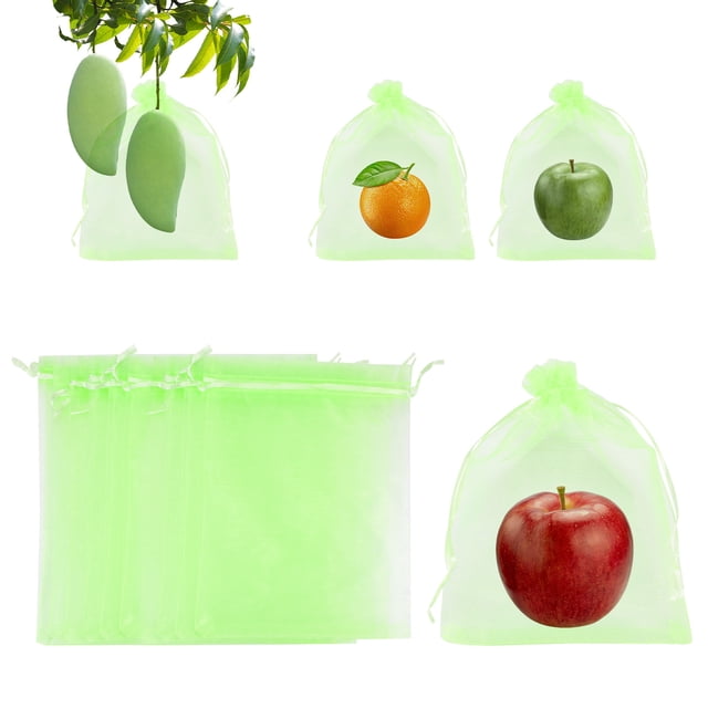 Uxcell 200 Pack Fruit Protection Bags - 6x8 Inch Fruit Netting Bags with Drawstring Apply to Plants(Green)