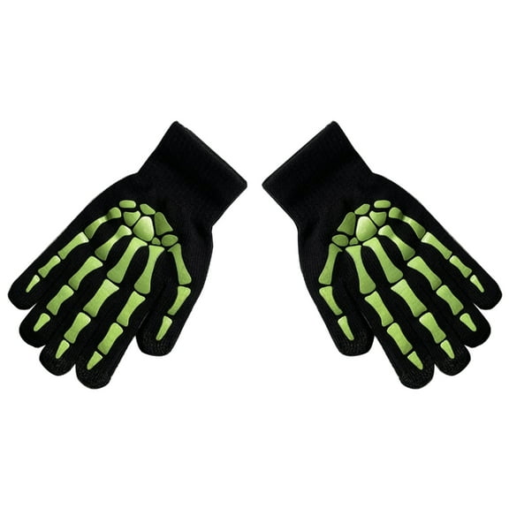 Ywmsfl Glow in the Dark Skeleton Claw Gloves for All Ages Halloween Party Warm Mittens