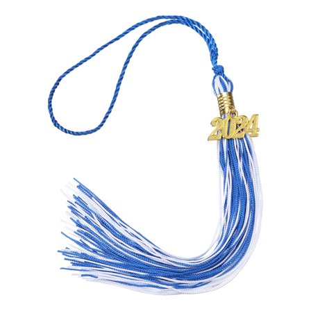 2024 Graduation Tassel, Graduation Cap Tassel with 2024 Gold Charm for DIY, Graduate Parties Ceremonies(Blue White)