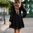 thumbnail image 5 of Mode Femmes Confortable Casual Mettre Ensemble Pull Manches Longues Cou Mi-Cuir Robe, 5 of 5
