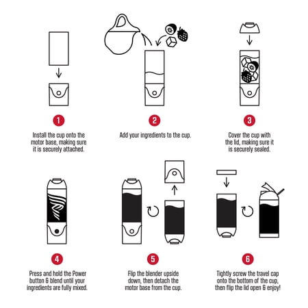 FitRx Rocket Electric Smoothie Blender Bottle, Rechargeable Portable Personal Blender, 18oz., Black