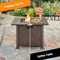 thumbnail image 2 of Demifill 32 Inch 50 000 BTU Square Fire Pit Table with Unique Wood-like Tabletop, 2-in-1 Propane Fire Pit Table with Lid and Lava Rocks, Brown, 2 of 10