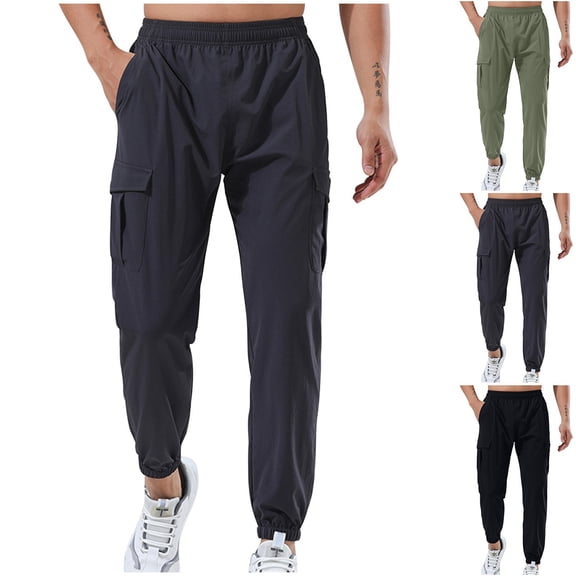Men's Waterproof Lightweight Cargo Pants for Hiking Golf Travel Workwear with Zipper Pockets Casual Outdoor Tactical Bottoms Daily Wear Essential | Ihhxva,Black L
