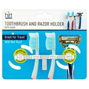 Hitt Brands Metal Toothbrush and Razor Holder with Hook