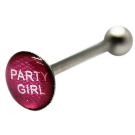 Pink Party Girl Flat Disk Barbell Piercing (1.6 mm, 14 Gauge) - 1