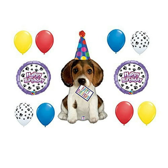 11pc party BALLOON set PUPPY happy BIRTHDAY dog FAVORS paw print GIFT decorations