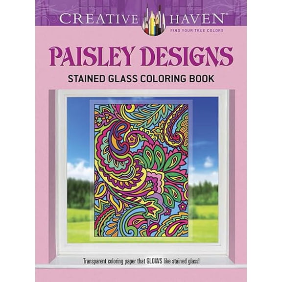 Pre-Owned Adult Coloring Books: Art & Design Creative Haven Paisley Designs Stained Glass Coloring Book, (Paperback)