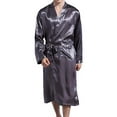 thumbnail image 3 of Men‘s Imitation Silk Bathrobe Classic Long Pocket Home Service Bathrobe, 3 of 4