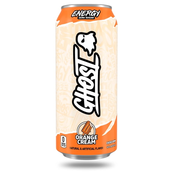 GHOST® ENERGY Zero Sugars Energy Drink, Orange Cream, 200mg Natural Caffeine, 16 fl oz Can