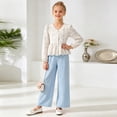 thumbnail image 2 of JUMEYU Outfits Girls Girl Clothes 2 Piece Colorblock Clothing Set Long Sleeve Tops Wide Leg Pants Sweatsuit Fall Girl Outfits Size 8-9 (Sky Blue,8-9 Years), 2 of 6