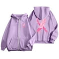 thumbnail image 2 of 2024 Women's Autumn Winter Cancer Awareness Ribbon Feather Print Zippered Hooded Sweatshirt with Pockets Drawstring Casual Sportswear, 2 of 2