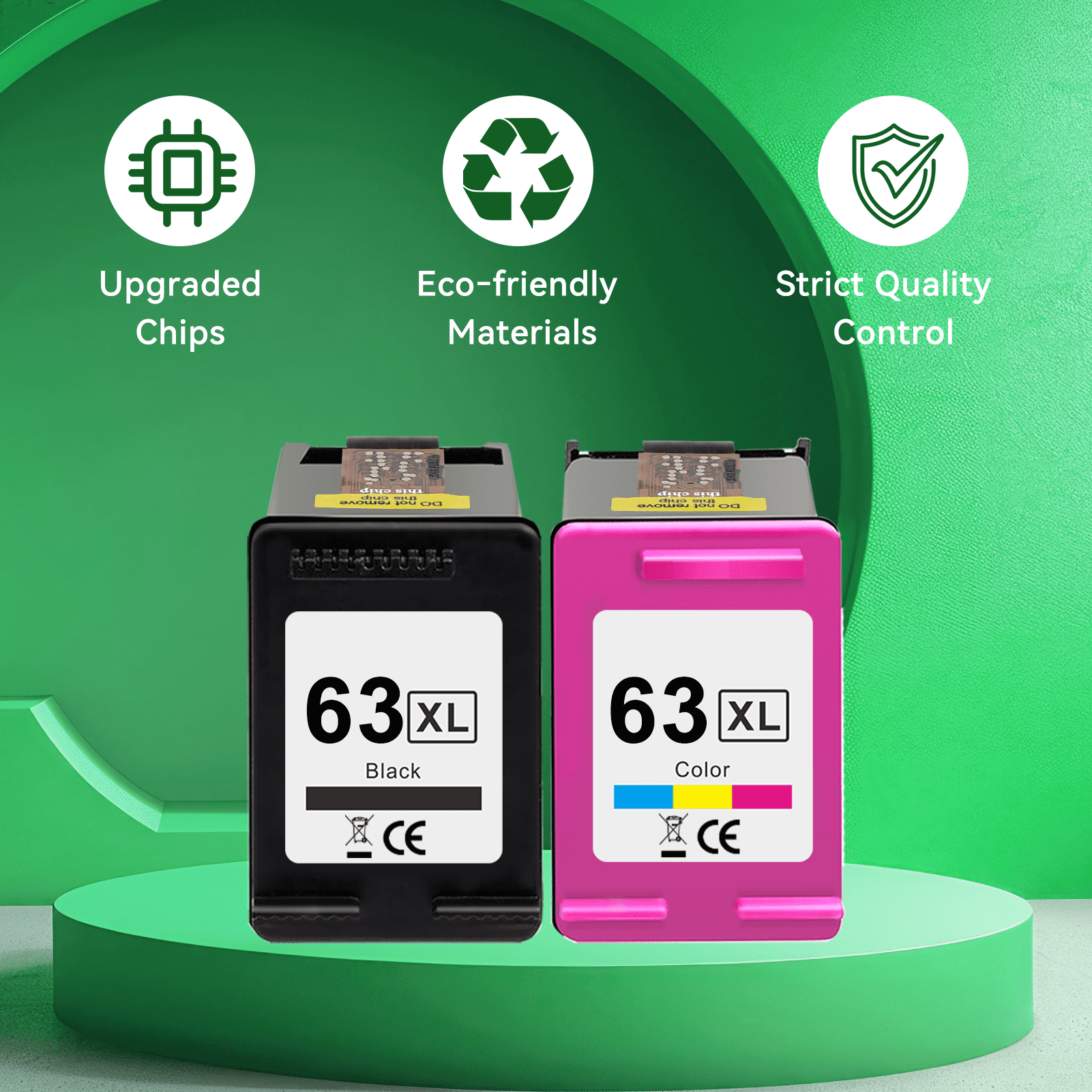 63 Ink Cartridges Compatible for HP 63XL for Printer Ink HP 63 for OfficeJet 3830 4650 5200 5255 5258  4655 5252 Envy 4520 4512 (Black Tri-Color)