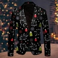thumbnail image 2 of ANINEO Men Christmas Snowflake Santa Printed Pockets Lapel Button Suit Jacket Blazers Coats Suit Long Sleeve Male Outwear, 2 of 3
