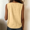 thumbnail image 5 of Womens Cotton Linen Tank Tops Crew Neck Side Button Loose Fit Blouses Casual Lightweight Summer Vacation Blouses, XL, 5 of 6
