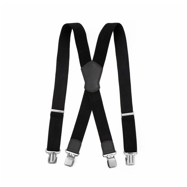 CHAO Tirantes Negros Para Hombre Ancho Ajustable Elástico Extra Fuerte 4 Clips En Forma De X