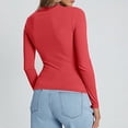 thumbnail image 7 of VJGBEGW 2 Pack Women Long Sleeve Crew Neck Shirts Basic Tops Slim Fit Ruch Side Tees Going Out Layering Thirts Multicolor #11 L, 7 of 7