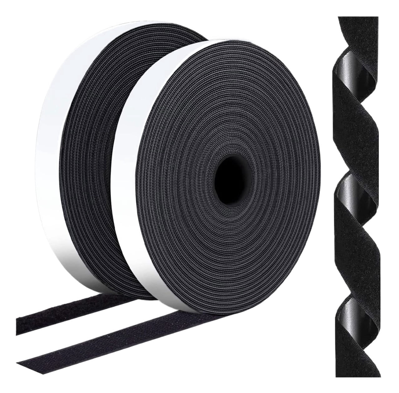 1 Inch x 82 Feet Black Self Adhesive Hook and Loop Tape Sticky Back Roll, Nylon Heavy Duty Loop Strips with Adhesive, Multi-Function Hook Loop Tape