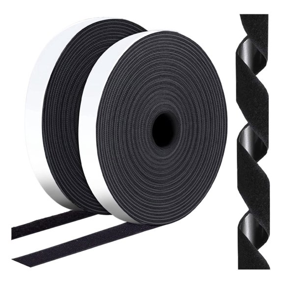 3/4 Inch x 82 Feet Black Hook Loop Strips with Adhesive Heavy Duty, Multi-Purpose Hook and Loop Tape, Double Sided Hook Loop Rolls.