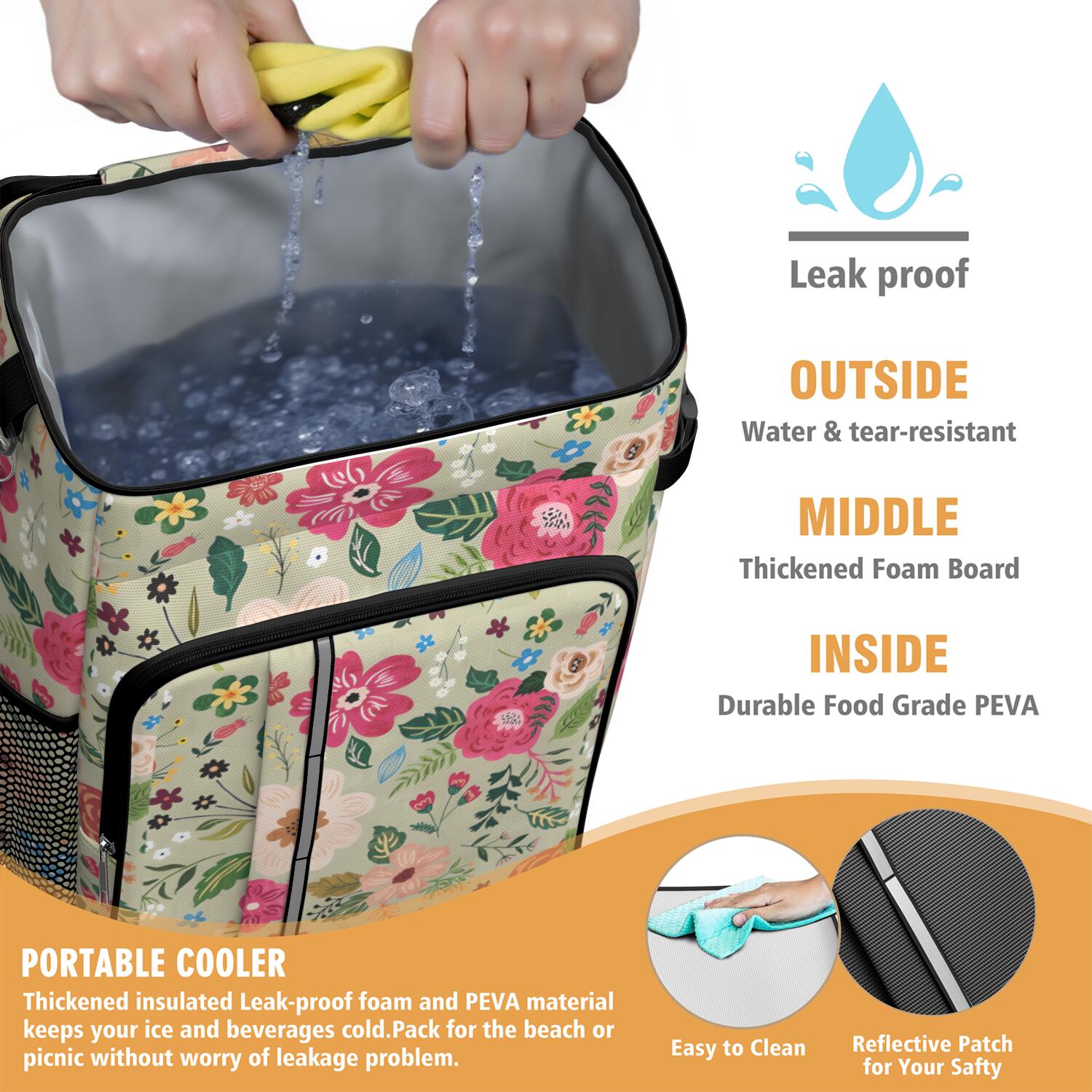 Travel Cooler Bag - Boho Bohemia Flower Camping Beer Cooler Backpack with Bottle Opener- Waterproof Insulated Picnic Backpacks - Cooler Bag for Beach