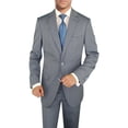 thumbnail image 6 of Mens Side-vent 3-piece Light Blue Wool Trim Fit Suit DTI, 6 of 6