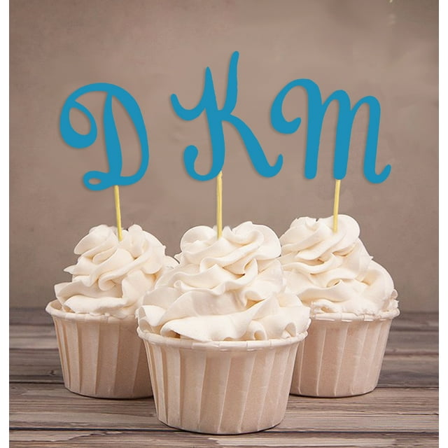Darling Souvenir| Custom Initials Wedding Cupcake Toppers| Personalized Party Dessert Decorations - Pack Of 20