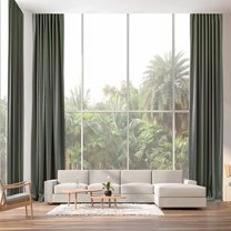 3S Brother's Extra Long Room Darkening 204" Length Faux Velvet Leaf Green Curtain Drapes - Hanging Back Tab 5-25 Feet Custom Made ( 1 Panel ) - Made in Turkey (52"Wx204"L)