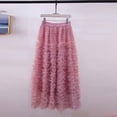 thumbnail image 2 of Fewfanhot Womens Skirts Tulle Skirt Formal Asymmetrical Ruffle Midi Skirts Elastic High Waist Fairy Skirt, 2 of 5