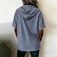 thumbnail image 5 of LEKWK Striped Casual Shirts for Women Hooded Short Sleeve Zipper Tunic Shirts Loose Fit Breathable Comfy Summer Tops Fashion Beach Vacation Daily Wear, 5 of 6